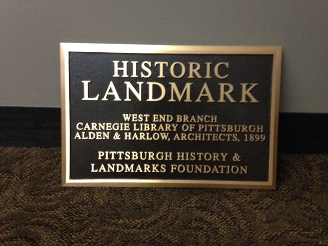 Historic Plaque of the West End Branch of The Carnegie Library of Pittsburgh