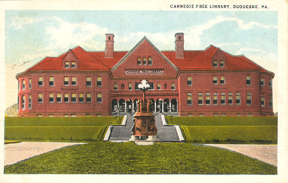 1904 image of the Carnegie Free Library of Duquesne PA